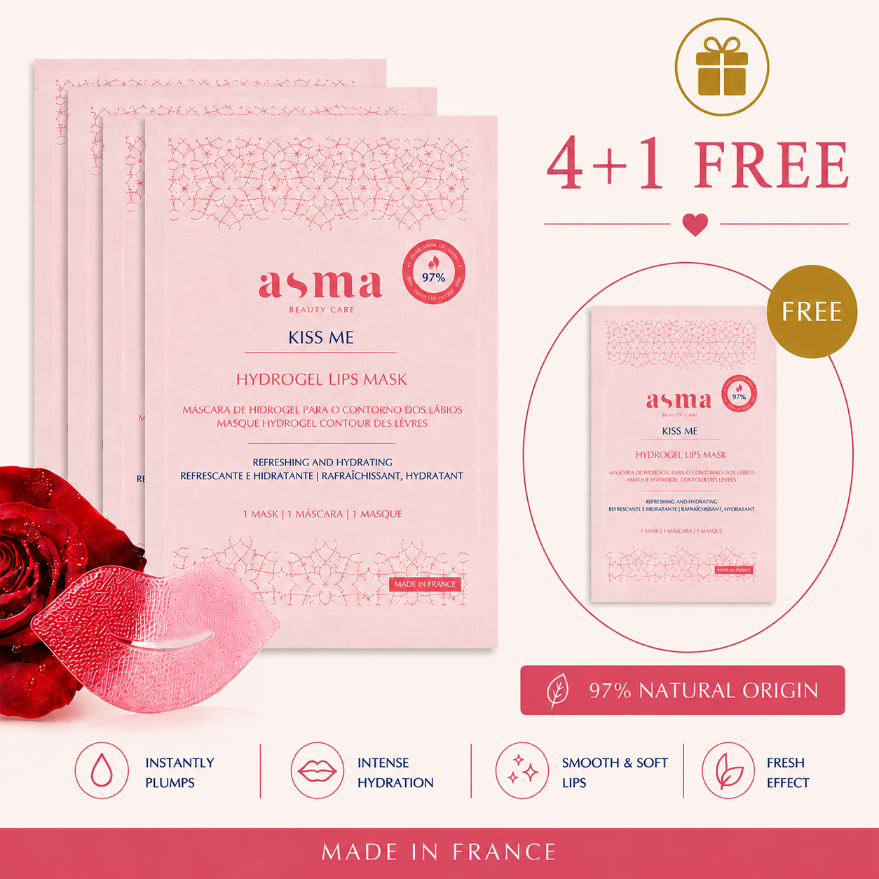5-Pack KISS ME - Hydrogel Lip Mask ASMA BEAUTY COSMETICS